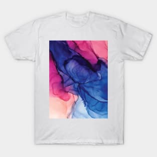 Pondering- Blush and Blue- Alcohol ink painting T-Shirt